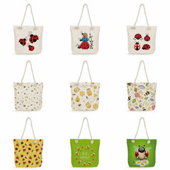 Bee Ladybug Handbags Summer Travel Beach Bag High Capacity Thick Rope Shoulder B
