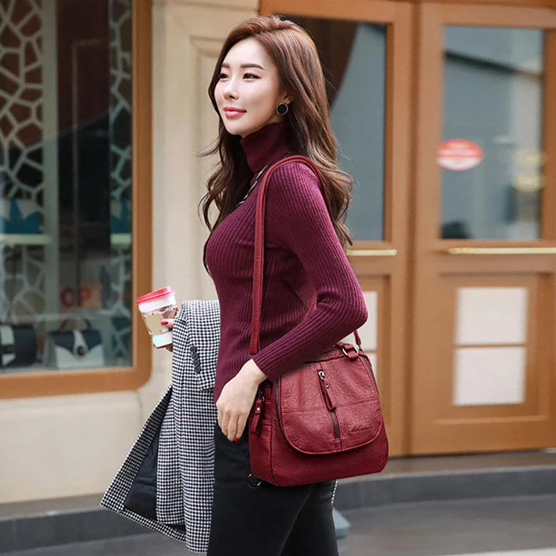 Red Women Backpacks Shoulder Crossbody Bags For Girl Mini Bookbags Solid