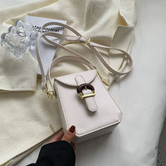 Candy Mini Phone Bag PU Leather Crossbody Bags Vintage Lock Lady Purses