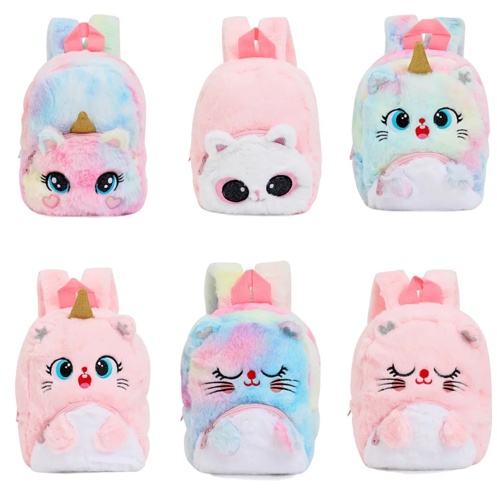 Plush Unicorn Backpack Cartoon Girl Fur Children Schoolbag Kids Gift