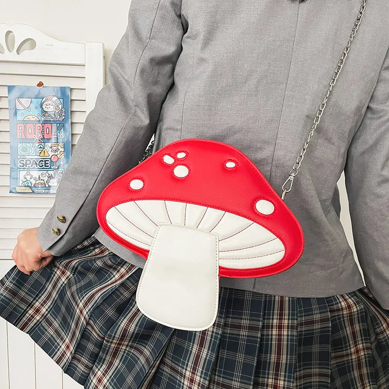 Cartoon Mushroom Chain Shoulder Bag for Women