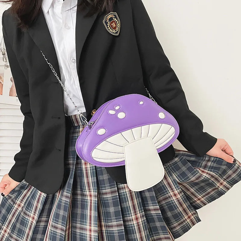 Cartoon Mushroom Chain Shoulder Bag for Women