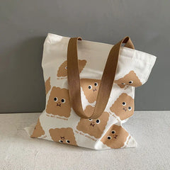Cartoon Print Casual Handbag Tote Bag Women Canvas Shoulder Bag