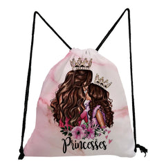 Mom & Baby Print Drawstring Eco Shoe Bag Unisex Backpack