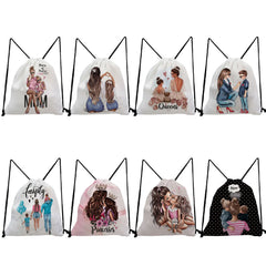 Mom & Baby Print Drawstring Eco Shoe Bag Unisex Backpack