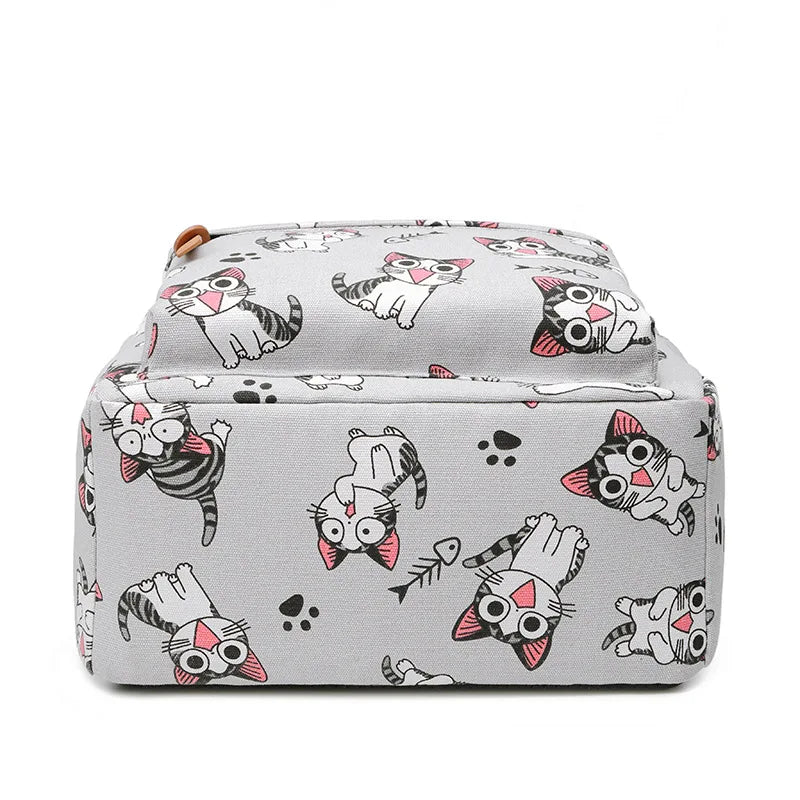 Cartoon Unicorn Flamingo Canvas Backpack Student School Bag