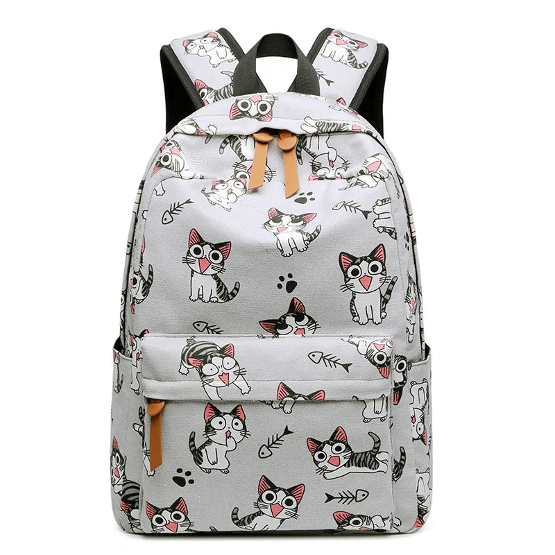 Cartoon Unicorn Flamingo Canvas Backpack Student School Bag