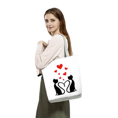 Cat Printed Tote Outdoor Travel Animal High Capacity Women Handbags