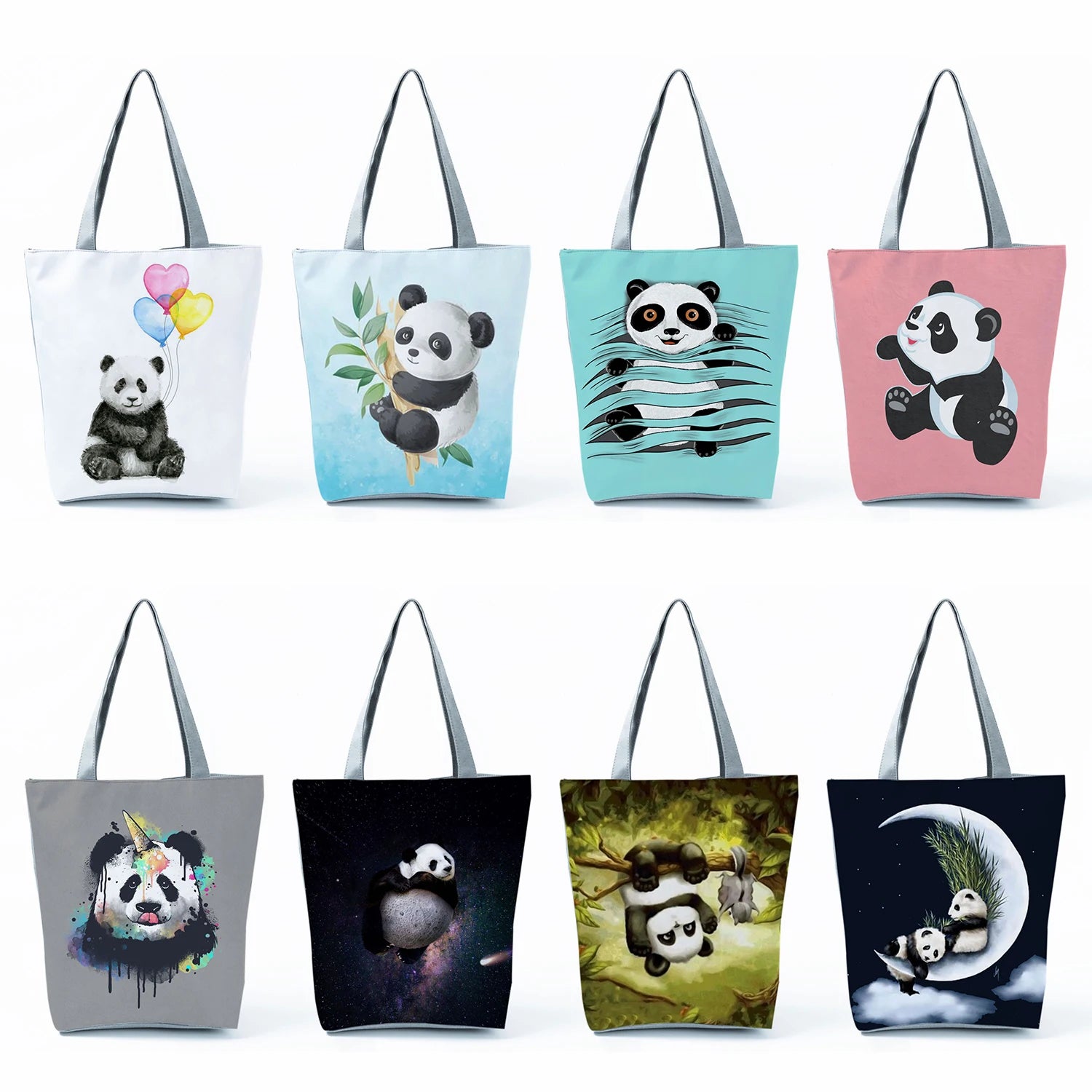 Chinese Panda Printed Tote Bag High Capacity Eco-Friendly Women Shoulder Bag