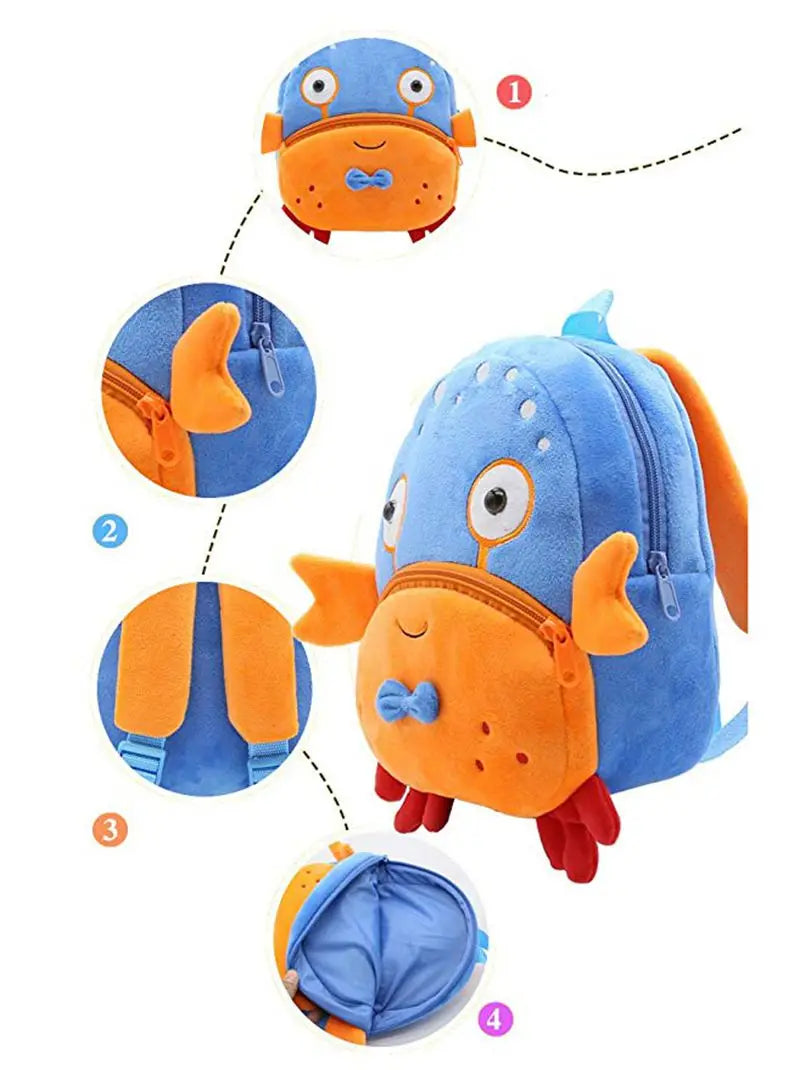 Crab 3D Cartoon Toddler Kids Backpack for Baby Girl Boy Age 2-4 Years