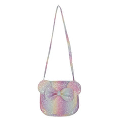 Cartoon Bowknot Crossbody Bag for Kids, PU Leather Handbag
