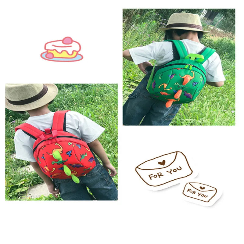 Dinosaur Print Backpack For Kids Small SchoolBag Girls Boys