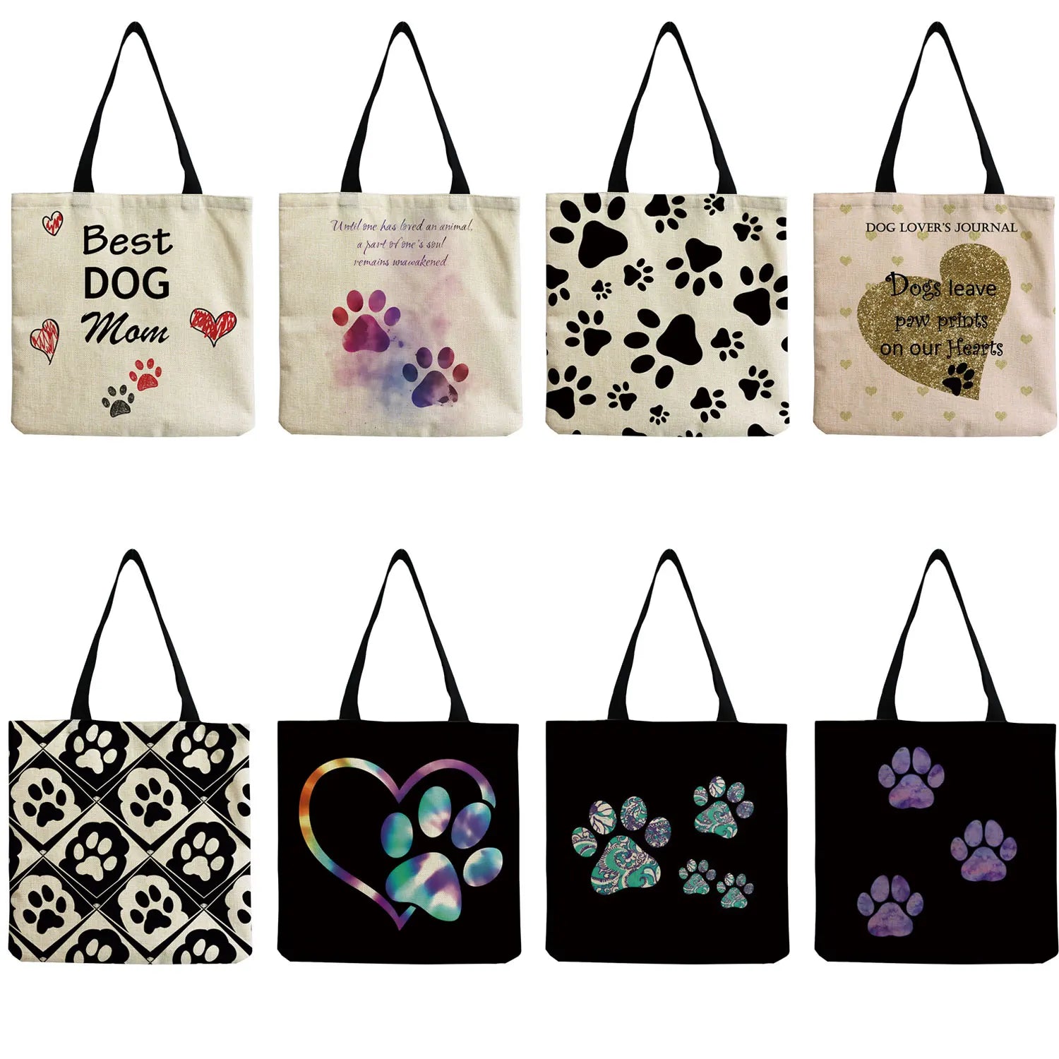 Dog Paw Print Tote Bag Eco Friendly Women Shoulder Bag