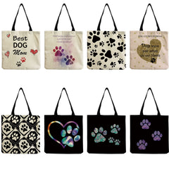 Dog Paw Print Tote Bag Eco Friendly Women Shoulder Bag