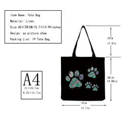 Dog Paw Print Tote Bag Eco Friendly Women Shoulder Bag