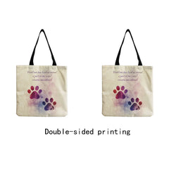 Dog Paw Print Tote Bag Eco Friendly Women Shoulder Bag