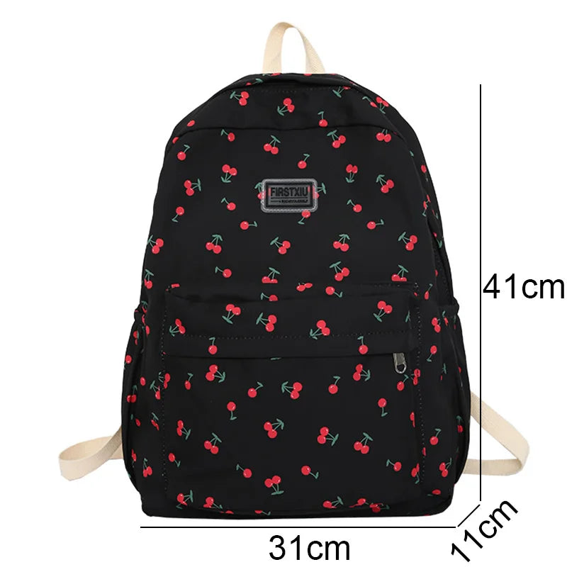 Floral Print Student Bag Travel Laptop Backpack Women School Lady College