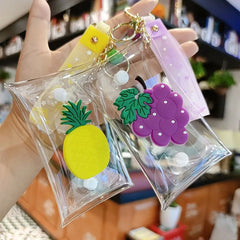 Flowers Transparent PVC Key Wallet Case Chain Ring Pouch Car Keychain
