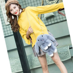 Cute Rabbit Fur Pompoms Chain Bag Girls Crossbody Bag
