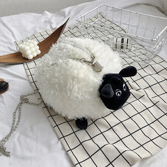 Fluffy Soft Lamb Crossbody Bag Women Cartoon Sling Shoulder Bag