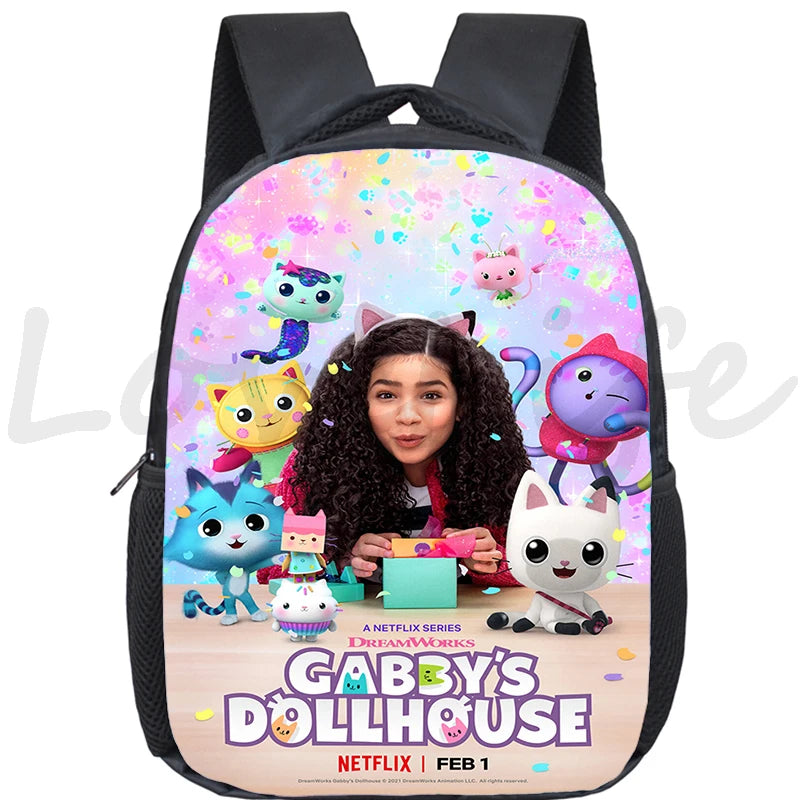 Gabby Dollhouse Backpack Cats Schoolbag Kids Primary Bookbag