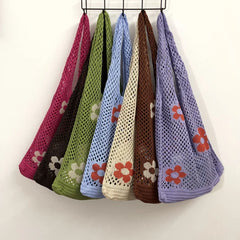Girl Flower Cut-out Shoulder Bag for Women Large Capacity Versatile Handbag
