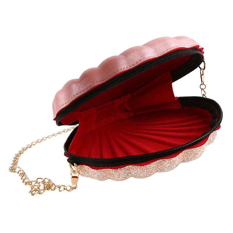 Small Shell Shoulder Bag Laser Sequins Chain Crossbody Purse