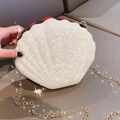 Small Shell Shoulder Bag Laser Sequins Chain Crossbody Purse