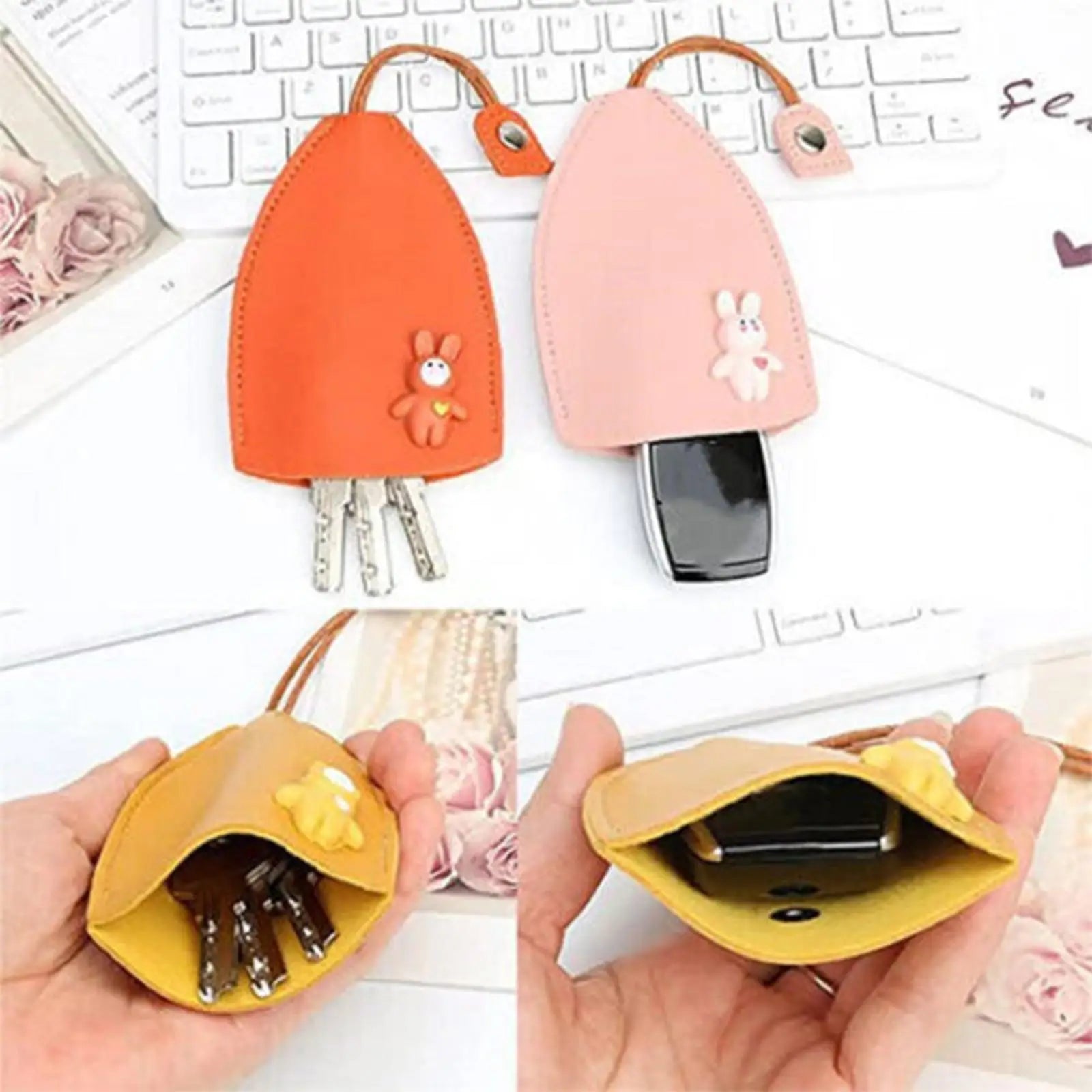 Leather Rabbit Key Bag Unisex Keychain Pouch Car Key Holder Case
