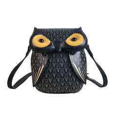 Owl Cartoon PU Leather Handbag Casual Satchel School Purse Shoulder Bag