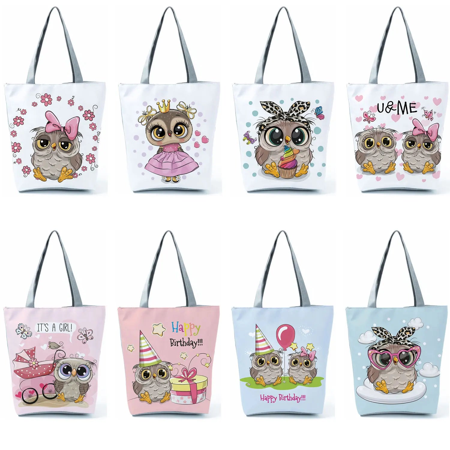 Owl Graphic Printing Shoulder Bags Big Size Handbags Portable Female Travel Bag