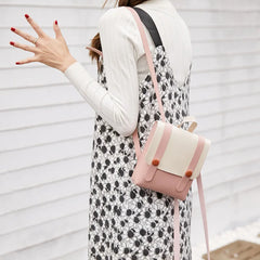 PU Leather Small Backpack for Teenage Girls Leisure Zipper Shoulder Bag Knapsack