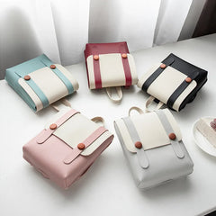 PU Leather Small Backpack for Teenage Girls Leisure Zipper Shoulder Bag Knapsack
