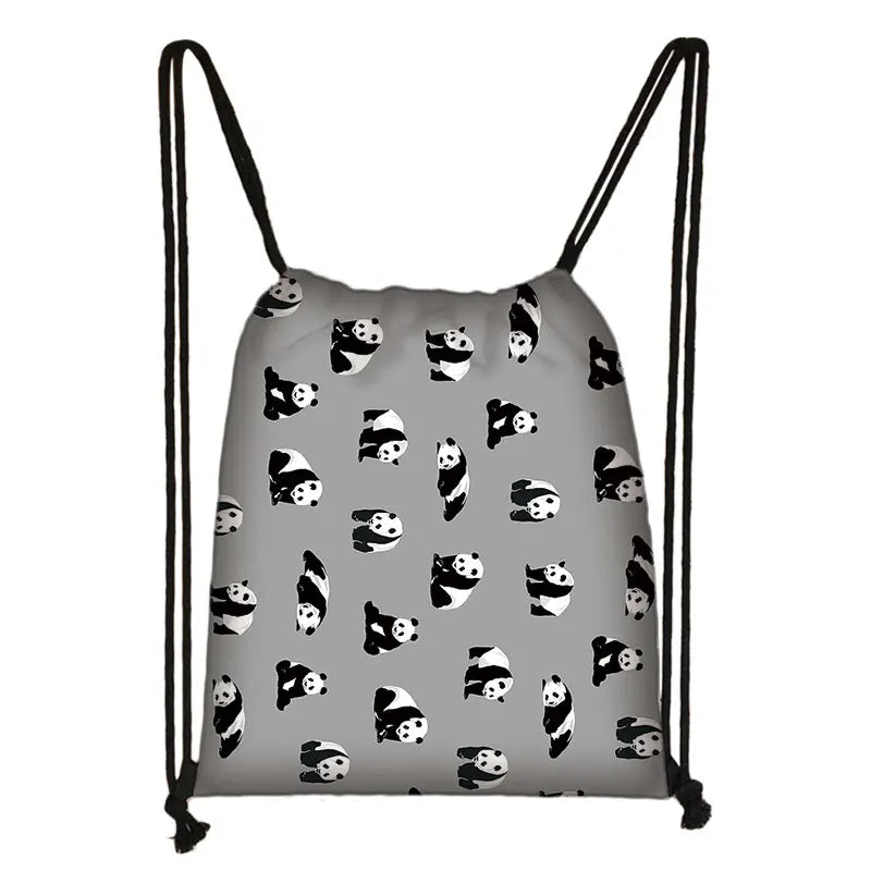 Panda Drawstring Bag for Girls Travel Storage Package Cartoon School Backpacks
