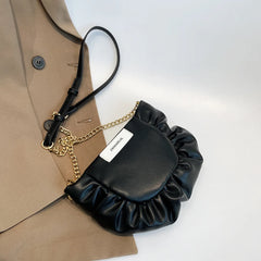 Pleated Shoulder Crossbody Chain Bag for Women