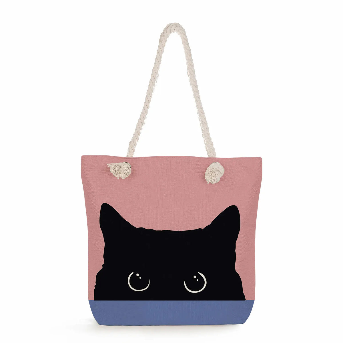 Cat Prints Women Shoulder Bag Thick Rope Handbags Eco Reusable Shopping