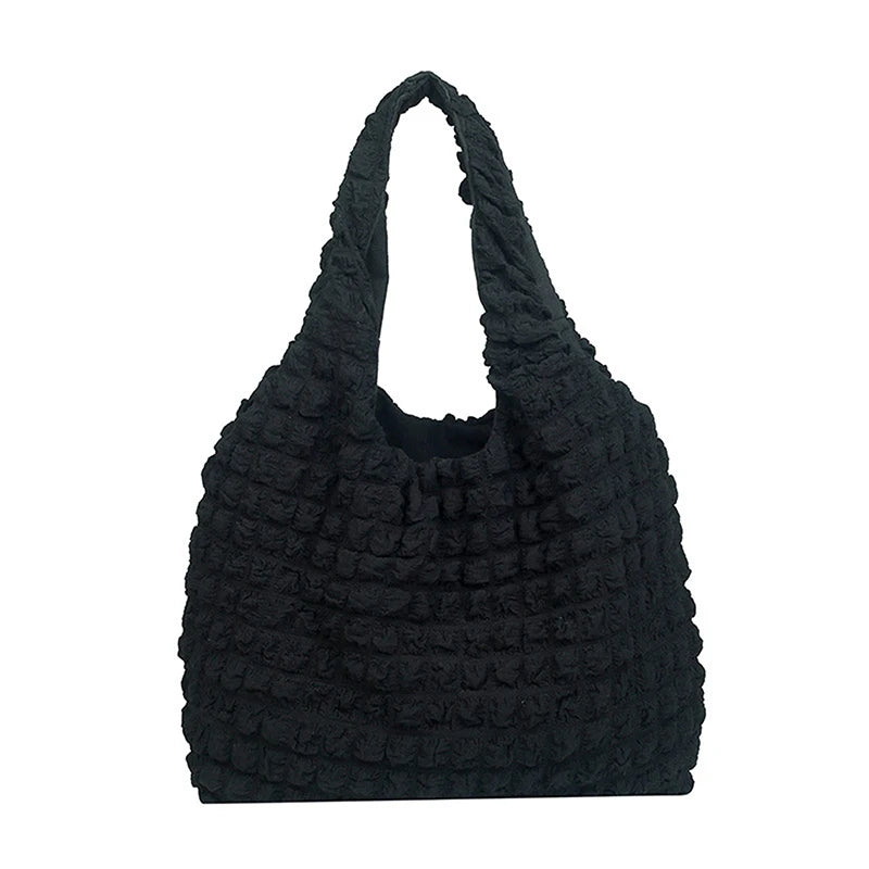 Pleated Shoulder Bag Large Capacity Tote Shopping Bag