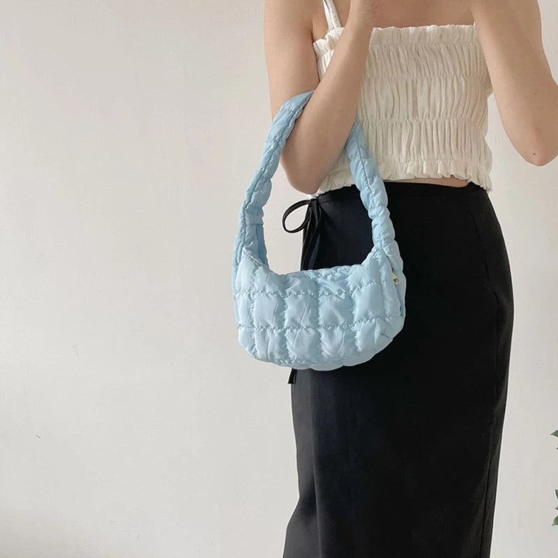 Pleated Women Shoulder Bags Summer Armpit Underarm Bag Portable Girls Handbags