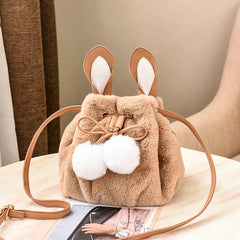 Lolita Rabbit Ear Bucket Bag Furry Crossbody Bag