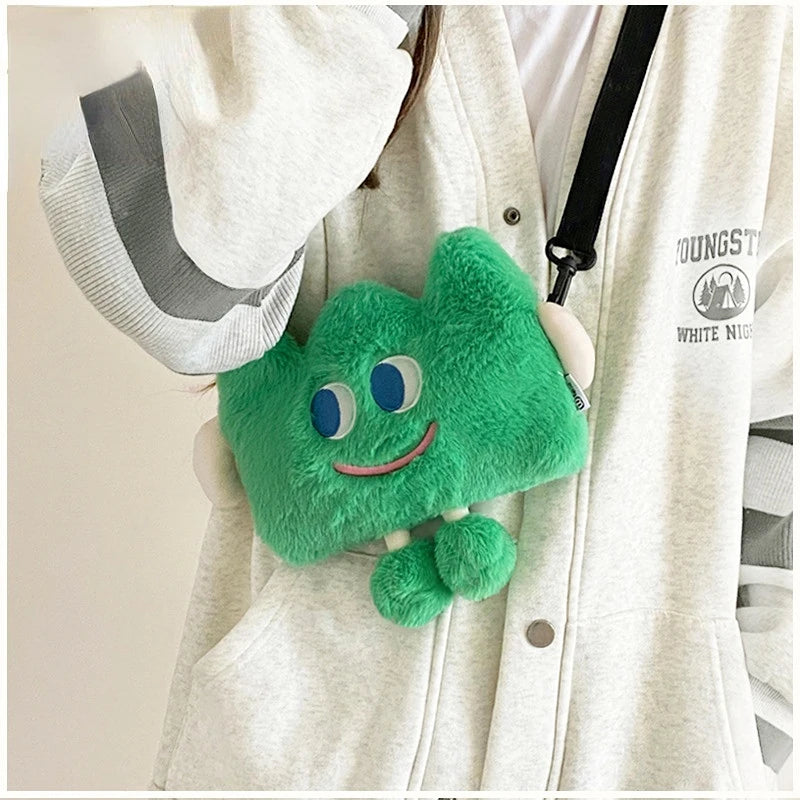 Plush Messenger Bag Women Expression Shoulder Messenger Hanging Neck Bag