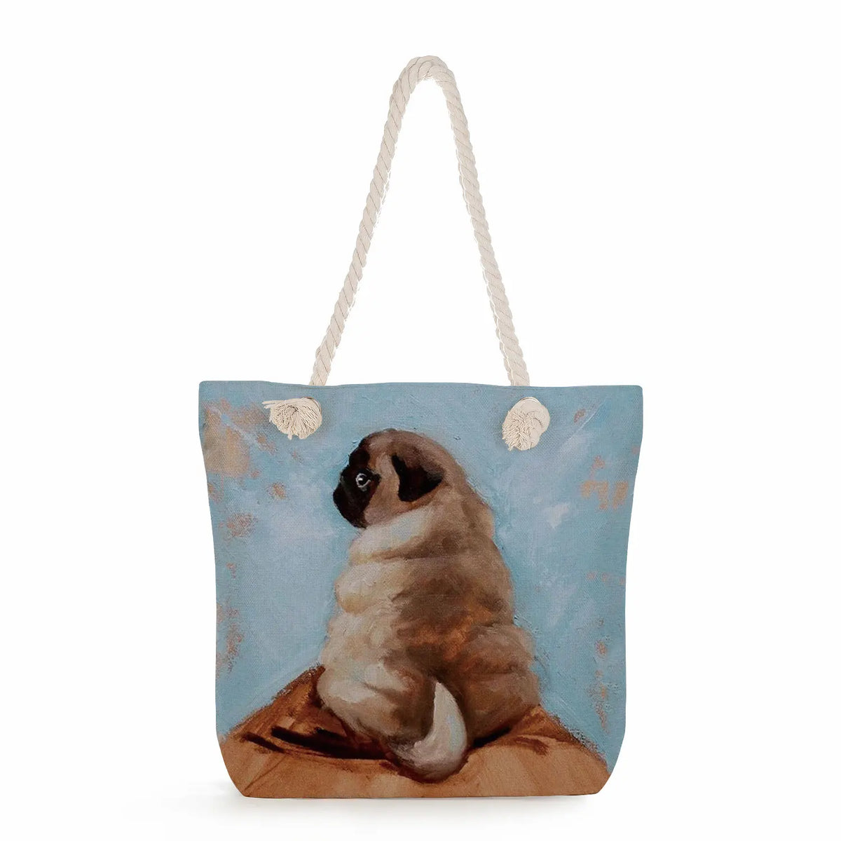 Pug Dog Print Reusable Shopping Bags High Capacity Foldable Handbags