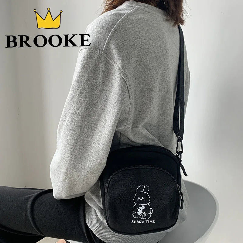 Rabbit Canvas Women Small Crossbody Bag Casual Messenger Bags