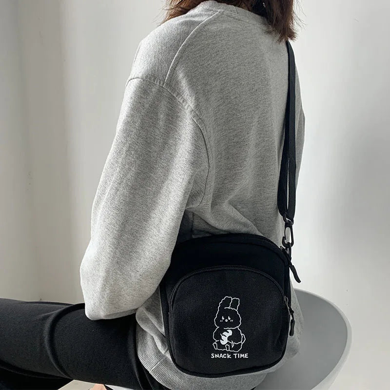 Rabbit Canvas Women Small Crossbody Bag Casual Messenger Bags