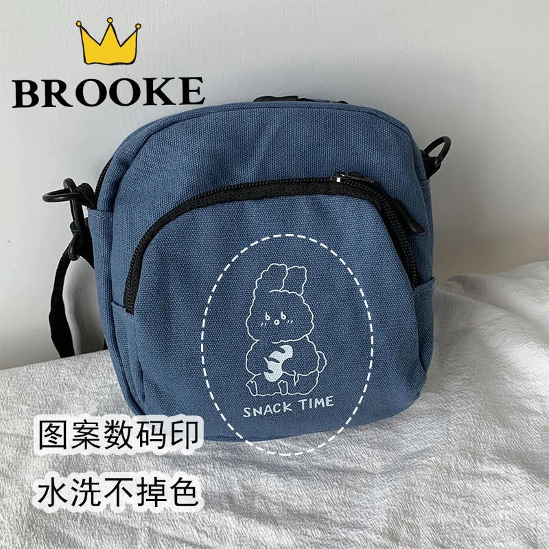 Rabbit Canvas Women Small Crossbody Bag Casual Messenger Bags