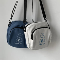 Rabbit Canvas Small Crossbody Bag Casual Messenger Vintage Ladies Purse