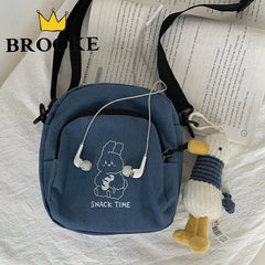 Rabbit Canvas Women Small Crossbody Bag Casual Messenger Bags