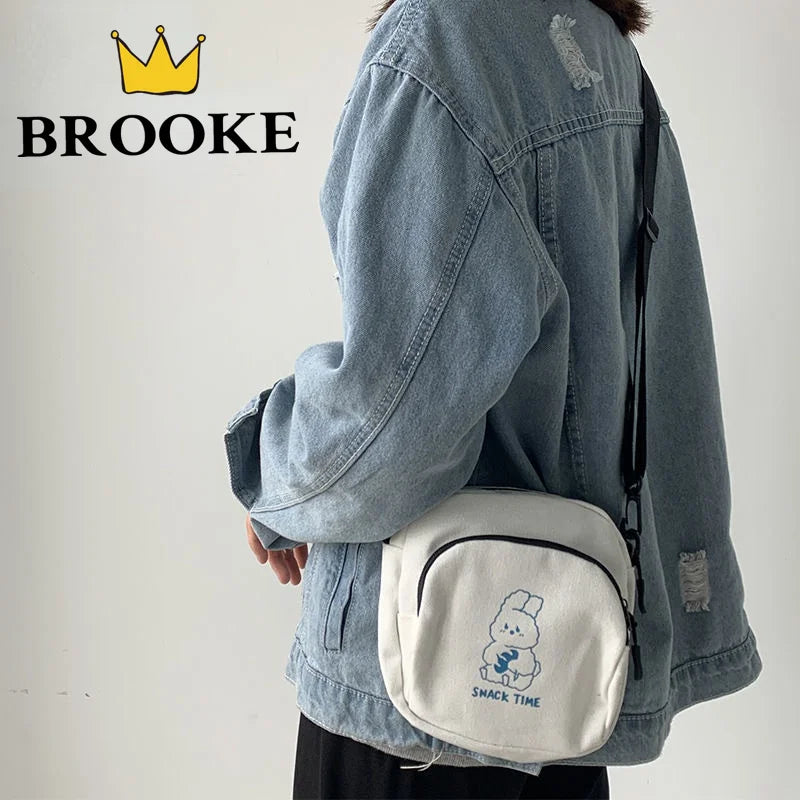 Rabbit Canvas Women Small Crossbody Bag Casual Messenger Bags