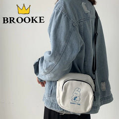 Rabbit Canvas Women Small Crossbody Bag Casual Messenger Bags