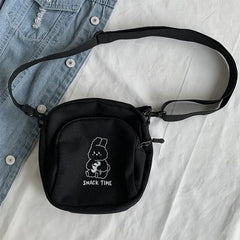 Rabbit Canvas Crossbody Bag Casual Girls Messenger Phone Purse Handbag