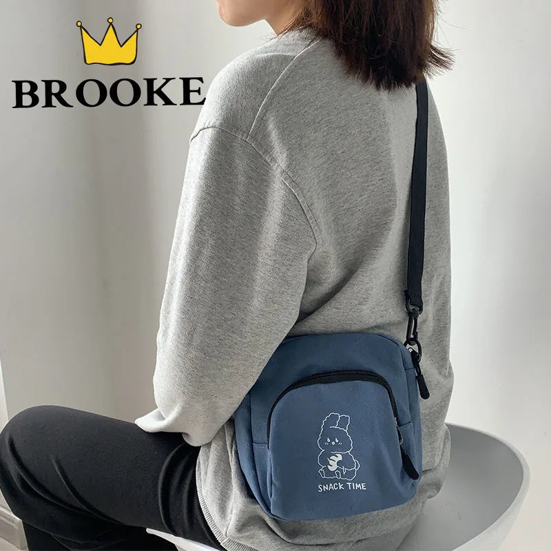 Rabbit Canvas Women Small Crossbody Bag Casual Messenger Bags